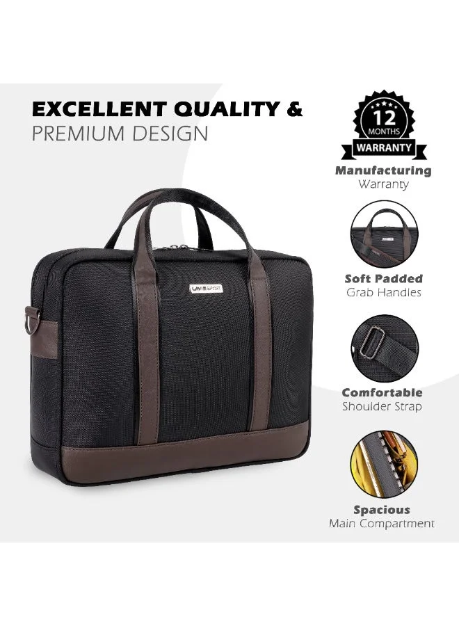 Lavie  Sport Magnate 2C Briefcase 12L |Multifunctional Laptop bag For Men & Women (BLACK/CHOCO)  | Best Price UAE
